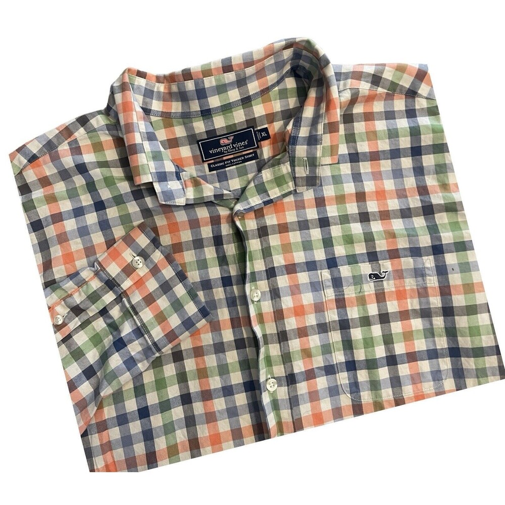 Vineyard Vines Men’s XL Button Down Shirt Plaid Slim Fit Tucker Shirt Preppy